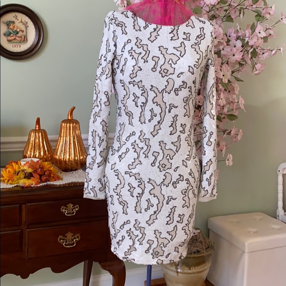 NWT Zara Basic Collections White Sequin Dress